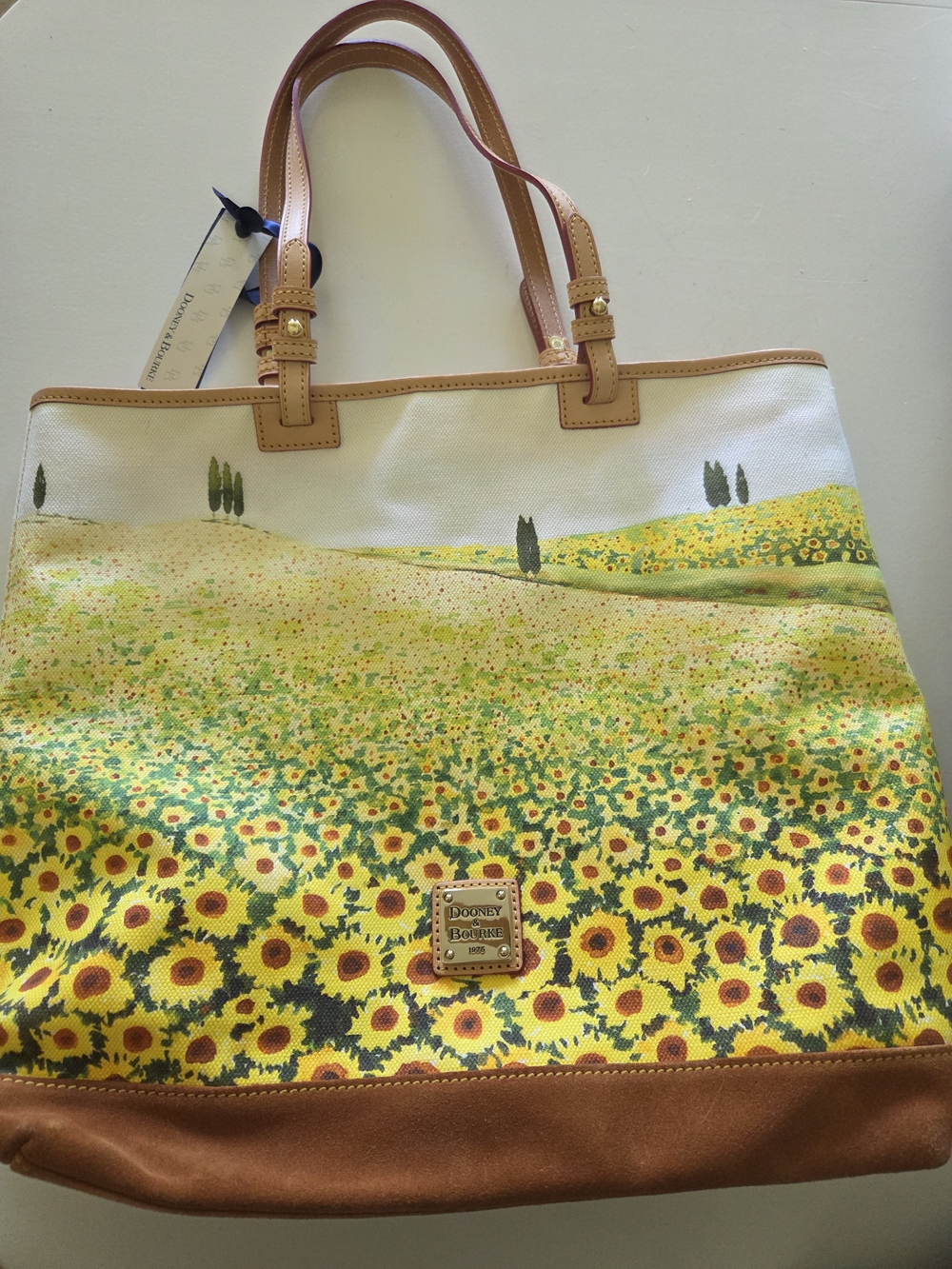 Dooney & Bourke Sunflower Canvas North/South Lee Tote - Cream/Yellow